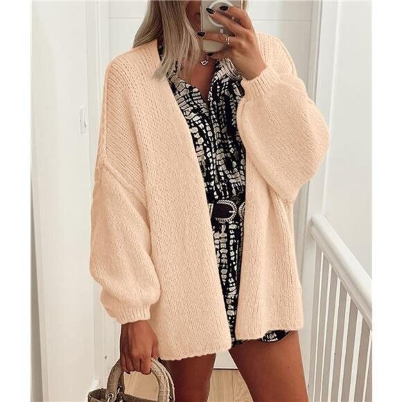 Womens Oversized Cardigan Sweaters Apricot - Picture 4 of 6